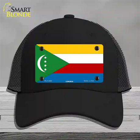 Comoros Flag Novelty License Plate Hat Mesh / Black