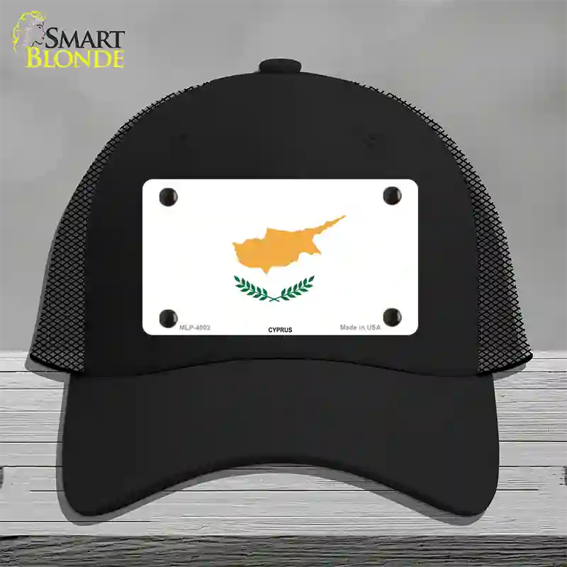 Cyprus Flag Novelty License Plate Hat Mesh / Black