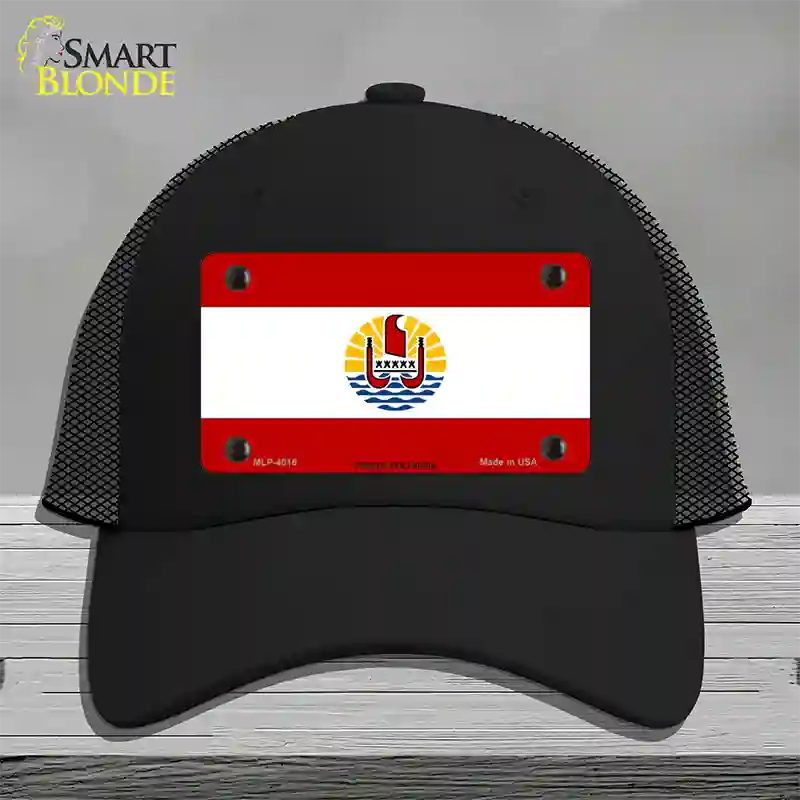 French Polynesia Flag Novelty License Plate Hat Mesh / Black