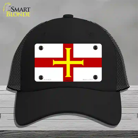 Guernsey Flag Novelty License Plate Hat Mesh / Black