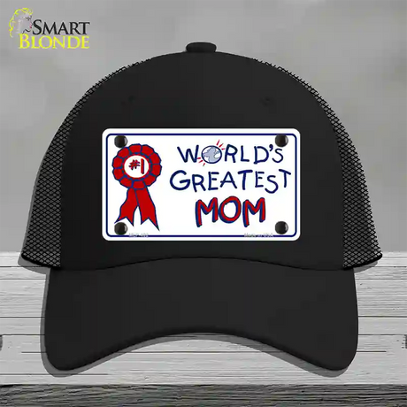 Worlds Greatest Mom Novelty License Plate Hat Mesh / Black