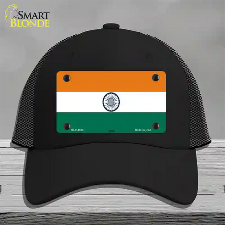 India Flag Novelty License Plate Hat Mesh / Black