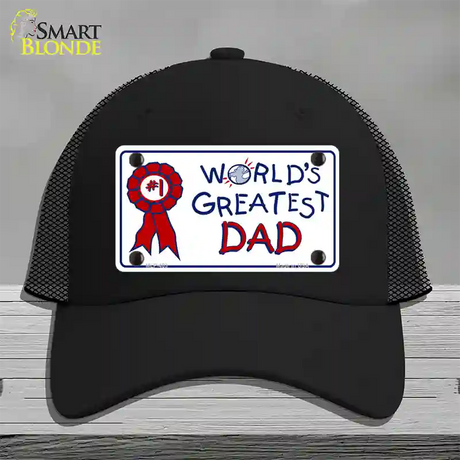 Worlds Greatest Dad Novelty License Plate Hat Mesh / Black