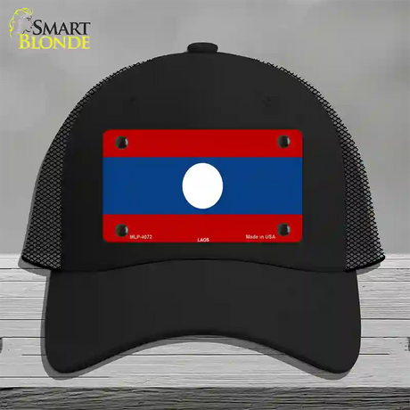 Laos Flag Novelty License Plate Hat Mesh / Black