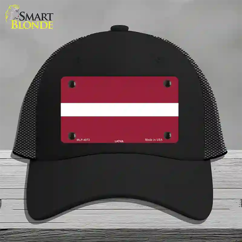 Latvia Flag Novelty License Plate Hat Mesh / Black