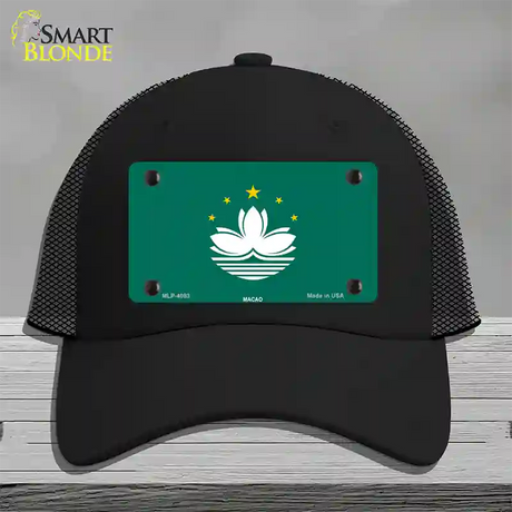 Macao Flag Novelty License Plate Hat Mesh / Black