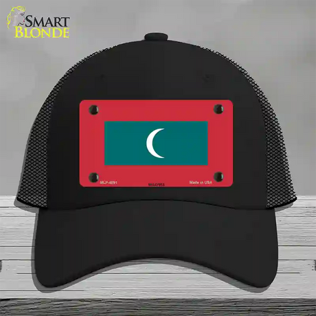 Maldives Flag Novelty License Plate Hat Mesh / Black