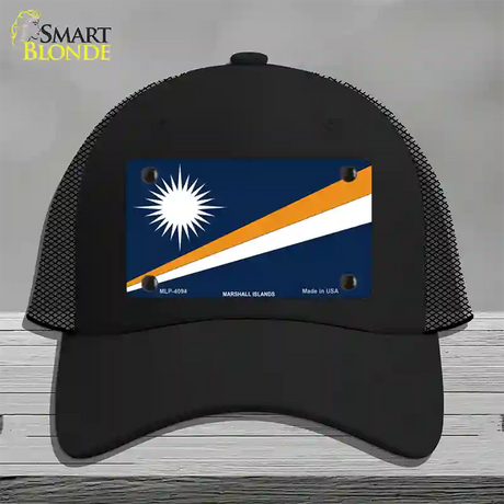 Marshall Islands Flag Novelty License Plate Hat Mesh / Black