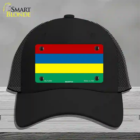 Mauritius Flag Novelty License Plate Hat Mesh / Black