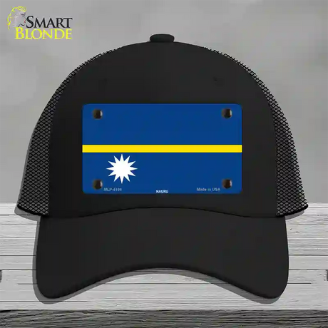 Nauru Flag Novelty License Plate Hat Mesh / Black