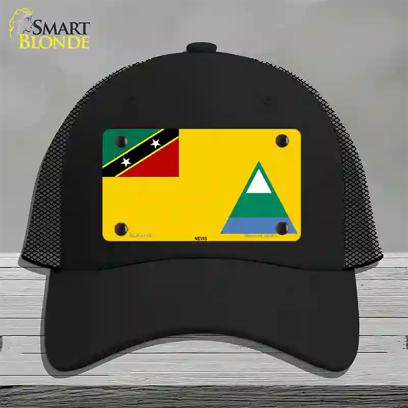 Nevis Flag Novelty License Plate Hat Mesh / Black