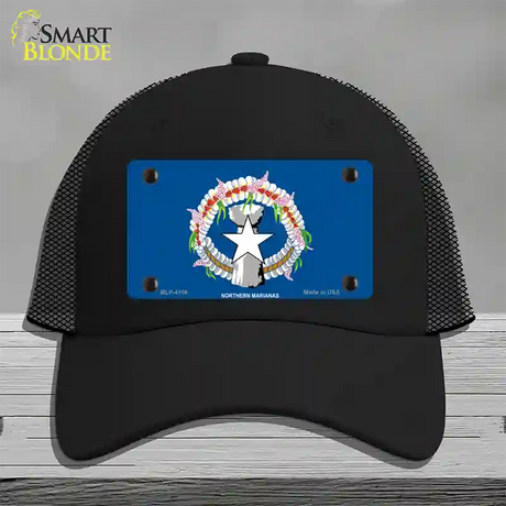 Northern Marianas Flag Novelty License Plate Hat Mesh / Black