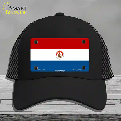 Paraguay-REV Flag Novelty License Plate Hat Mesh / Black