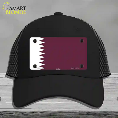 Qatar Flag Novelty License Plate Hat Mesh / Black