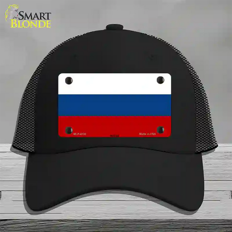 Russia Flag Novelty License Plate Hat Mesh / Black