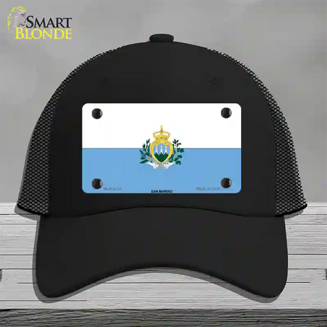 San Marino Flag Novelty License Plate Hat Mesh / Black