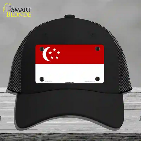 Singapore Flag Novelty License Plate Hat Mesh / Black