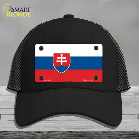 Slovakia Flag Novelty License Plate Hat Mesh / Black