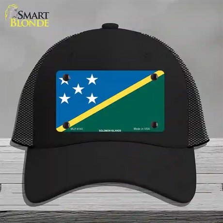 Solomon Islands Flag Novelty License Plate Hat Mesh / Black