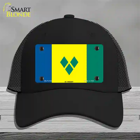 St Vincent Flag Novelty License Plate Hat Mesh / Black