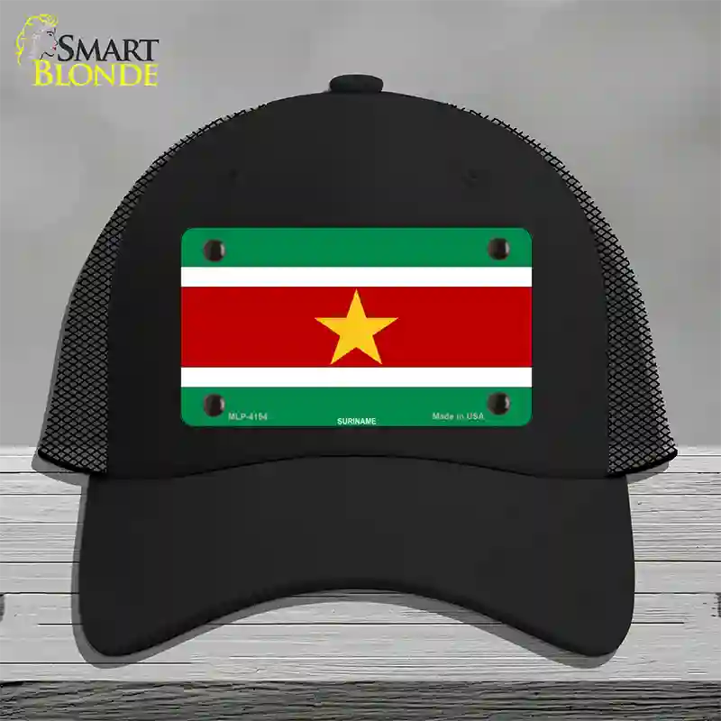 Suriname Flag Novelty License Plate Hat Mesh / Black