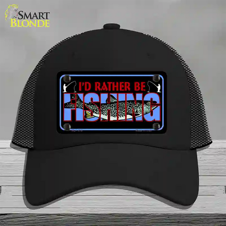 Rather Be Fishing Novelty License Plate Hat Mesh / Black