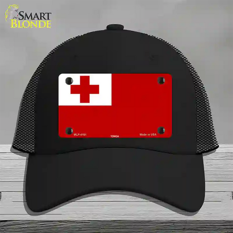 Tonga Flag Novelty License Plate Hat Mesh / Black