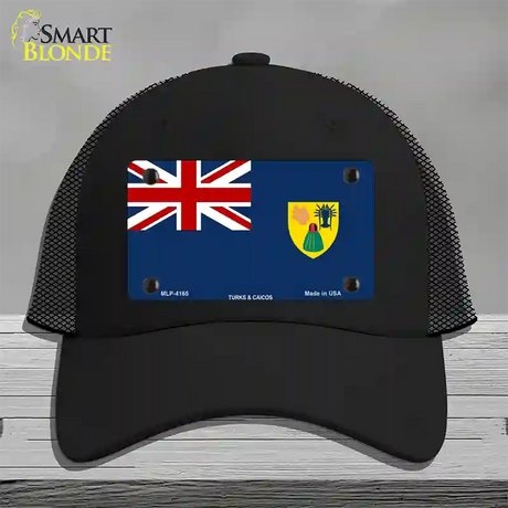 Turks And Caicos Flag Novelty License Plate Hat Mesh / Black