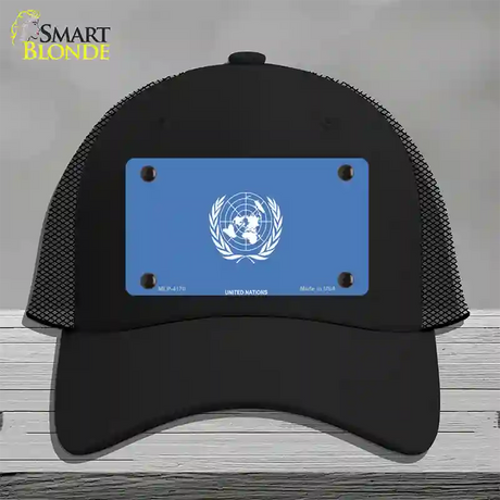 United Nations Flag Novelty License Plate Hat Mesh / Black