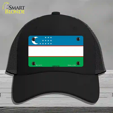 Uzbe Kistan Flag Novelty License Plate Hat Mesh / Black