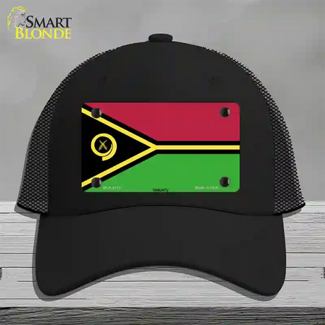 Vanuatu Flag Novelty License Plate Hat Mesh / Black