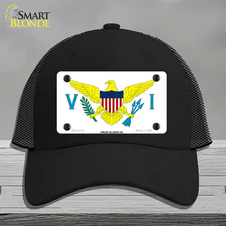 Virgin Islands US Flag Novelty License Plate Hat Mesh / Black