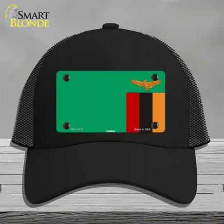 Zambia Flag Novelty License Plate Hat Mesh / Black