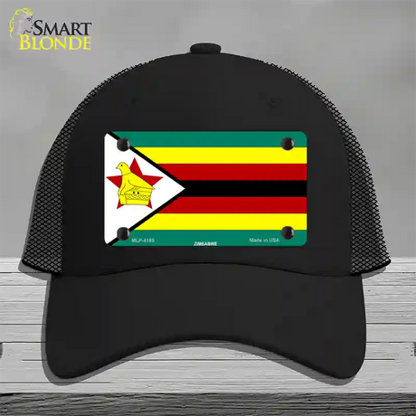 Zimbabwe Flag Novelty License Plate Hat Mesh / Black