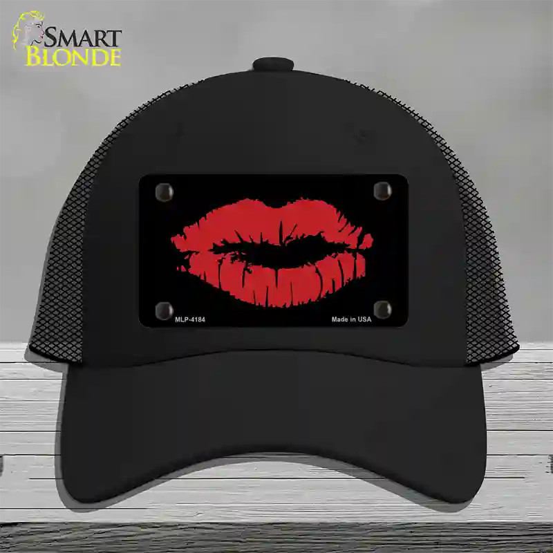 Full Red Lips Novelty License Plate Hat Mesh / Black