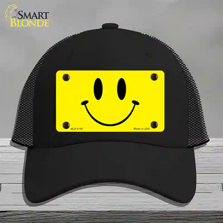 Happy Face Novelty License Plate Hat Mesh / Black