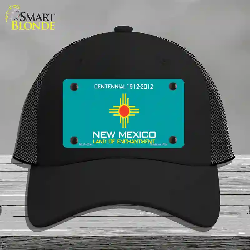 New Mexico Teal State Blank Novelty License Plate Hat Mesh / Black