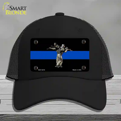 Thin Blue Line Police SWAT Novelty License Plate Hat Mesh / Black