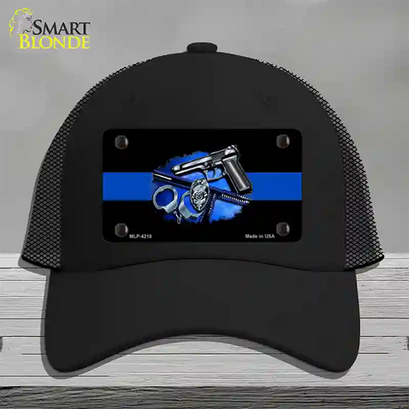 Thin Blue Line Badge Novelty License Plate Hat Mesh / Black