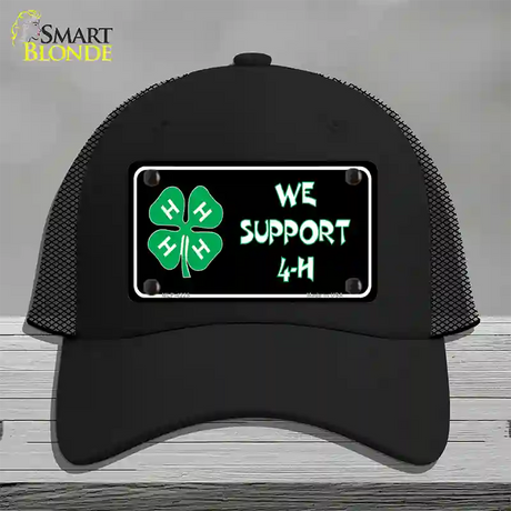 We Support 4-H Novelty License Plate Hat Mesh / Black