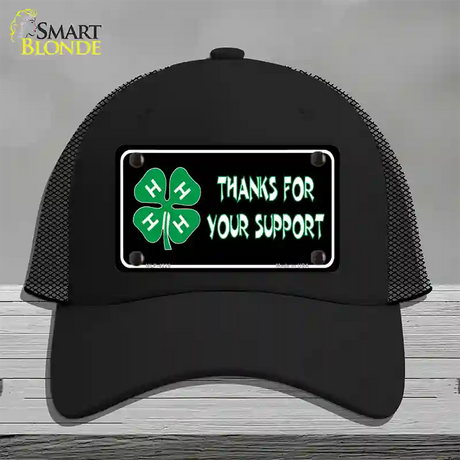 Thanks For Your Support 4-H Novelty License Plate Hat Mesh / Black