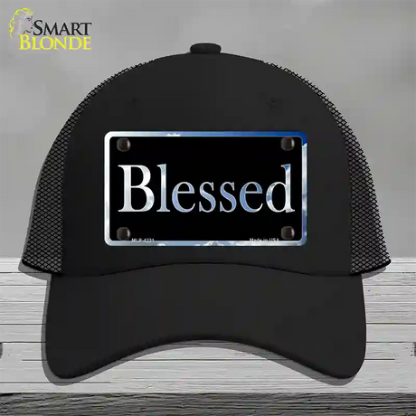 Blessed Blue Sky Cloud Novelty License Plate Hat Mesh / Black