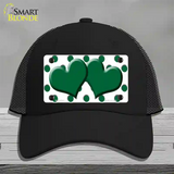 Green White Polka Dot Green Centered Hearts Novelty License Plate Hat Mesh / Black