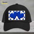 Blue White Polka Dot Blue Centered Hearts Novelty License Plate Hat Mesh / Black