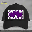 Purple White Polka Dot Purple Centered Hearts Novelty License Plate Hat Mesh / Black