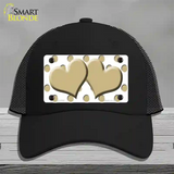 Gold White Polka Dot Gold Centered Hearts Novelty License Plate Hat Mesh / Black