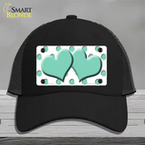 Mint White Polka Dot Mint Centered Hearts Novelty License Plate Hat Mesh / Black