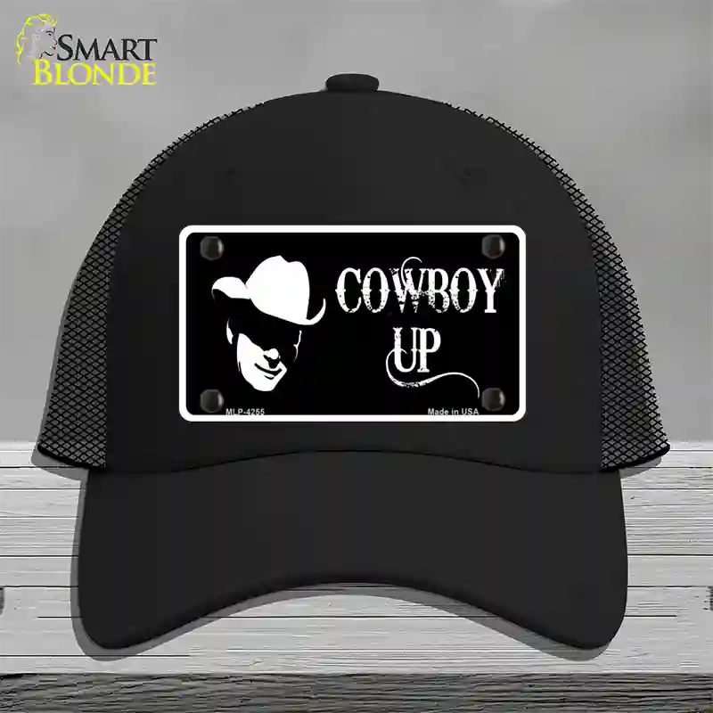 Cowboy Up License Novelty License Plate Hat Mesh / Black