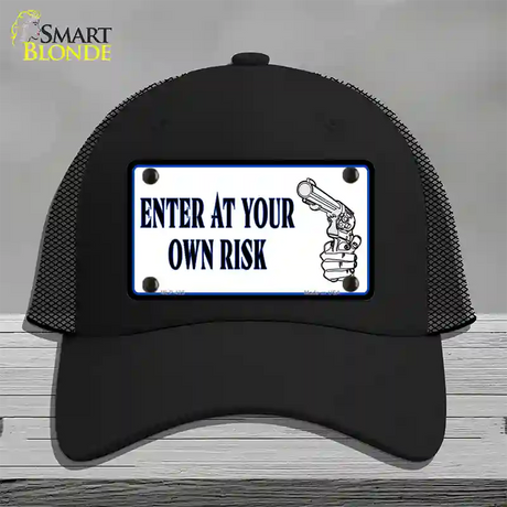 Enter At Own Risk Novelty License Plate Hat Mesh / Black