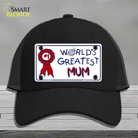 Worlds Greatest Mum Novelty License Plate Hat Mesh / Black